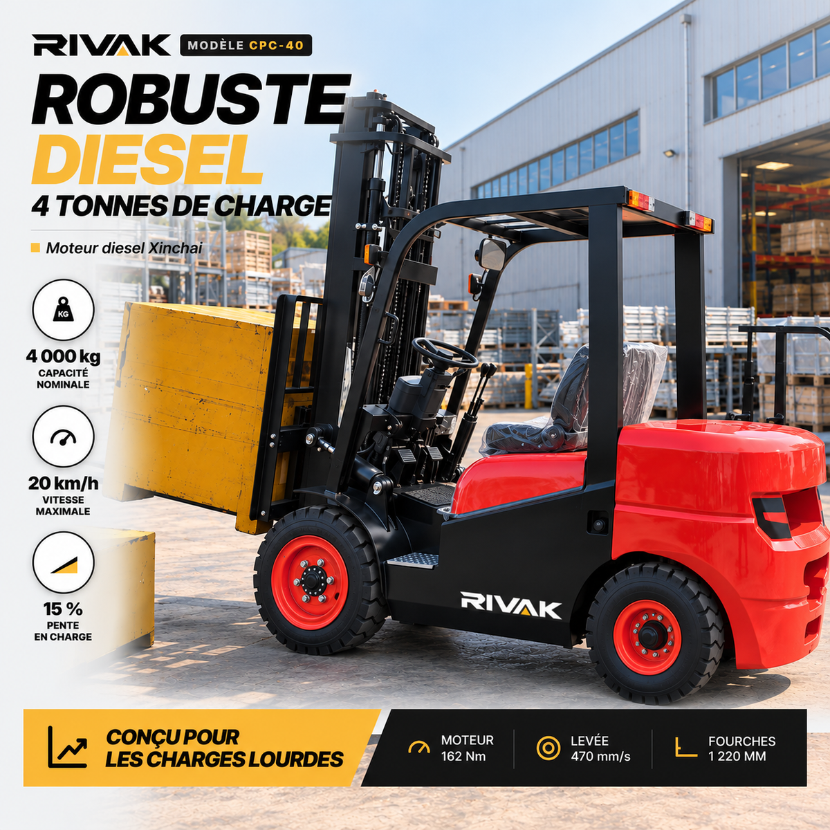 Chariot élévateur diesel 4 tonnes – CPC-40