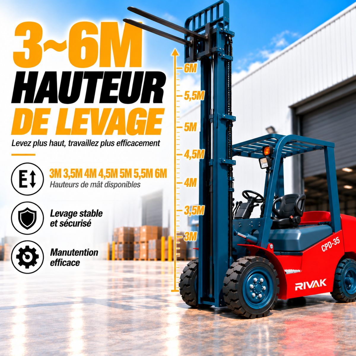 Chariot élévateur électrique 3,5 tonnes – CPD-35